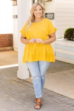 Defy The Odds Top, Marigold -Deals Swish Tex Store DefyTheOddsTop Marigold 8521
