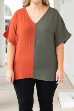 Double Dose Of Color Top, Olive -Deals Swish Tex Store DoubleDoseOfColorTop Olive 2
