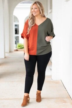 Double Dose Of Color Top, Olive -Deals Swish Tex Store DoubleDoseOfColorTop Olive 4371