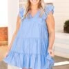 Far From You Dress, Misty Blue -Deals Swish Tex Store FarFromYouDress MistyBlue 7826