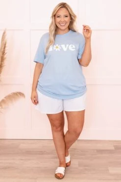 Flower Love Tee, Baby Blue 9 Flower Love Tee, Baby Blue -Deals Swish Tex Store FlowerLoveTee BabyBlue 0837