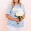 Flower Love Tee, Baby Blue