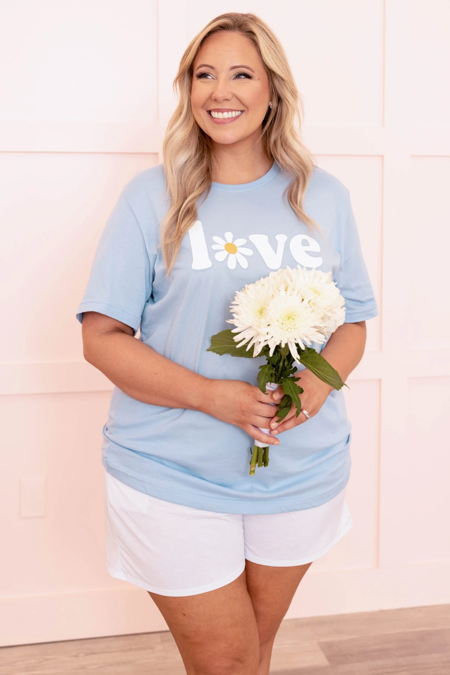 Flower Love Tee, Baby Blue 3 Flower Love Tee, Baby Blue
