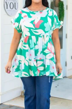Flowers All Around Top, Turquoise -Deals Swish Tex Store FlowersAllAroundTop Turquoise 3