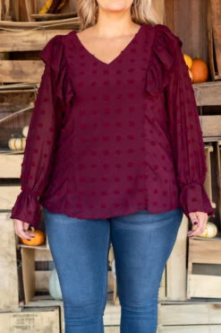 Fresh Outlook Top, Wine -Deals Swish Tex Store FreshOutlookTop Wine 6986