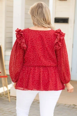 Fun In The Air Tonight Blouse, Red -Deals Swish Tex Store FunInTheAirTonightBlouse Red 9756