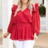 Fun In The Air Tonight Blouse, Red -Deals Swish Tex Store FunInTheAirTonightBlouse Red 9758