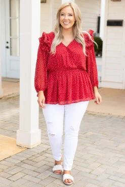 Fun In The Air Tonight Blouse, Red -Deals Swish Tex Store FunInTheAirTonightBlouse Red 9759