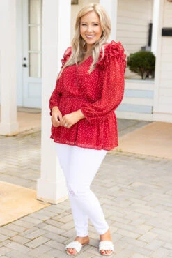 Fun In The Air Tonight Blouse, Red -Deals Swish Tex Store FunInTheAirTonightBlouse Red 9761