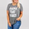 Game Day Vibes Top, Charcoal