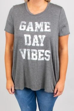 Game Day Vibes Top, Charcoal -Deals Swish Tex Store GameDayVibesTop Charcoal 192