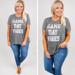 Game Day Vibes Top, Charcoal -Deals Swish Tex Store GameDayVibesTop Charcoal 8