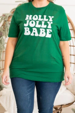 Holly Jolly Babe Tee, Evergreen -Deals Swish Tex Store HollyJollyBabeTee Evergreen 2