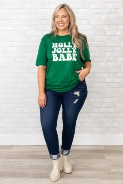 Holly Jolly Babe Tee, Evergreen -Deals Swish Tex Store HollyJollyBabeTee Evergreen 5