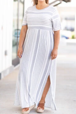 Stripe On Cue Maxi Dress, Heather Gray -Deals Swish Tex Store IMG 2859