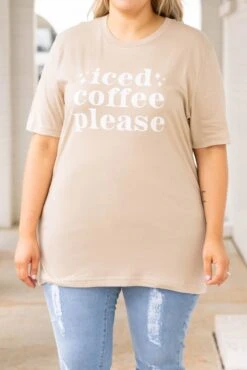 Iced Coffee Please Tee, Tan -Deals Swish Tex Store IcedCoffeePleaseTee Tan 2