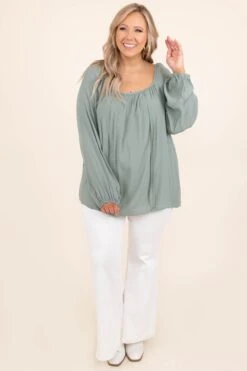 In My Head Blouse, Sage -Deals Swish Tex Store InMyHeadBlouse Sage 2