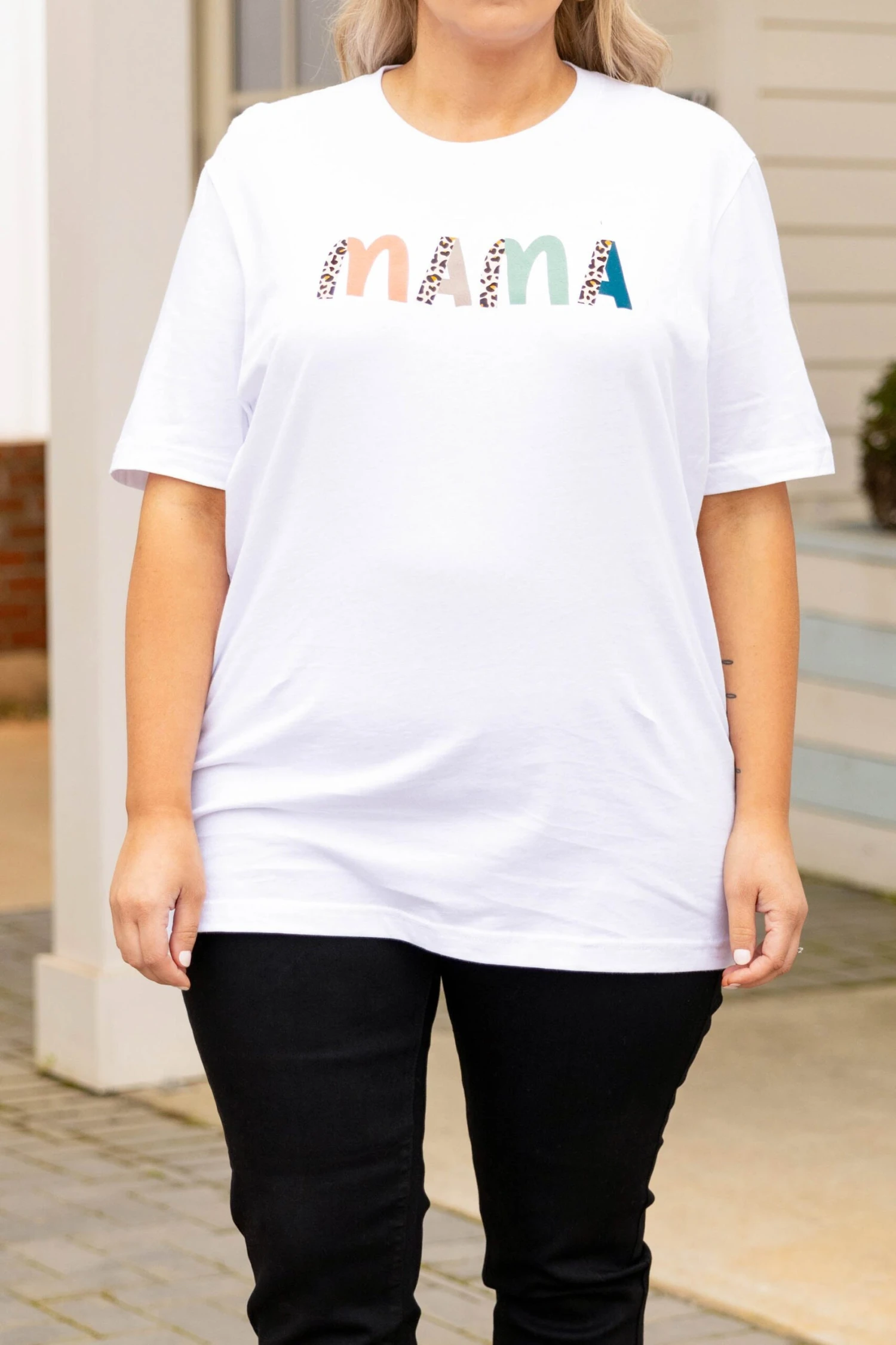 Leopard Mama Tee, White 6 Leopard Mama Tee, White - Image 4