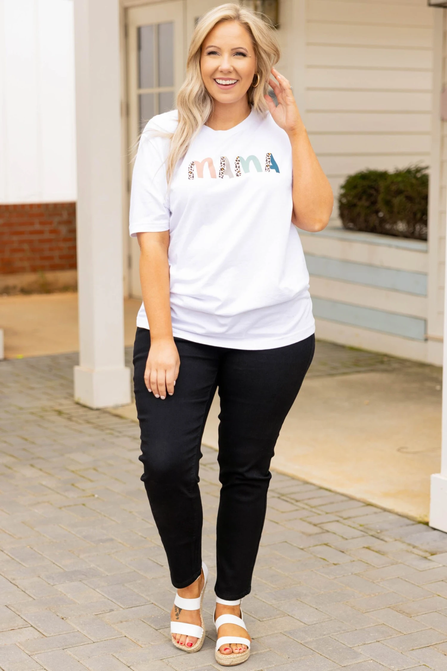 Leopard Mama Tee, White 5 Leopard Mama Tee, White - Image 3