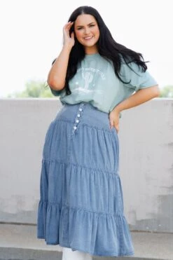 Living On My Mind Skirt, Blue -Deals Swish Tex Store LivingOnMyMindSkirt Blue