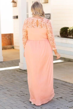 Looking Elegant Maxi Dress, Peach -Deals Swish Tex Store LookingElegantMaxiDress Peach 4281
