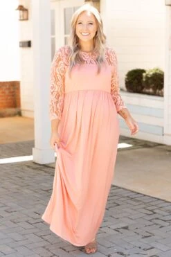Looking Elegant Maxi Dress, Peach -Deals Swish Tex Store LookingElegantMaxiDress Peach 4284