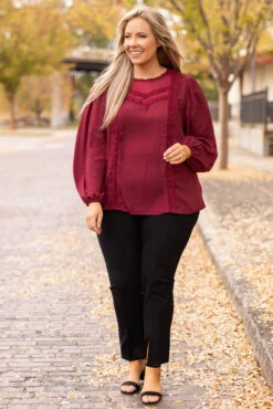 Lovers And Friends Blouse, Wine -Deals Swish Tex Store LoversAndFriendsBlouse Wine 3668