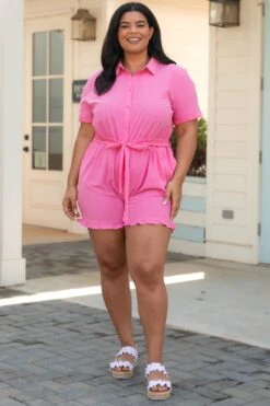 Malibu Memories Romper, Hot Pink -Deals Swish Tex Store MalibuMemoriesRomper HotPink 6