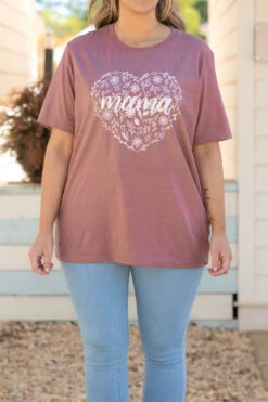 Mama's Love Tee, Heather Mauve -Deals Swish Tex Store Mama sLoveTee HeatherMauve 3