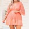 Not Your Intentions Romper, Coral -Deals Swish Tex Store NotYourIntentionsDress Coral 9626