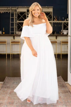 Posh Outlook Maxi Dress, White -Deals Swish Tex Store PoshOutlookMaxiDress White 1669