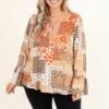 Quilted Together Top, Mocha Rust -Deals Swish Tex Store QuiltedTogetherTop MochaRust