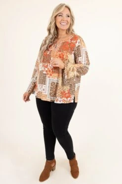 Quilted Together Top, Mocha Rust -Deals Swish Tex Store QuiltedTogetherTop MochaRust 3