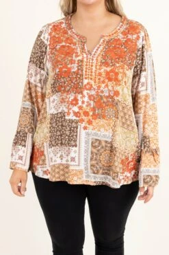Quilted Together Top, Mocha Rust -Deals Swish Tex Store QuiltedTogetherTop MochaRust 5537