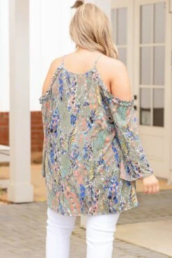 Rainbow City Blouse, Olive -Deals Swish Tex Store RainbowCityBlouse Olive 9368