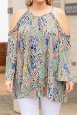 Rainbow City Blouse, Olive -Deals Swish Tex Store RainbowCityBlouse Olive 9369