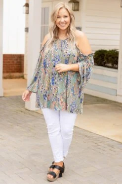 Rainbow City Blouse, Olive -Deals Swish Tex Store RainbowCityBlouse Olive 9373 Copy