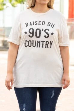 Raised On 90's Country Tee, Natural -Deals Swish Tex Store RaisedOn90 sCountryTee Natural