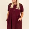 Best Bet Dress, Burgundy -Deals Swish Tex Store SOL 2690