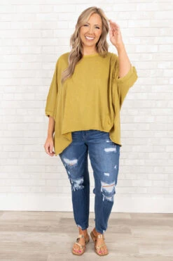 Seeking Memories Top, Olive Vintage -Deals Swish Tex Store SeekingMemoriesTop OliveVintage 0045