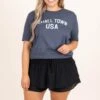 Small Town USA Tee, Heather Navy 1 Small Town USA Tee, Heather Navy -Deals Swish Tex Store SmallTownUSATee HeatherNavy 9868
