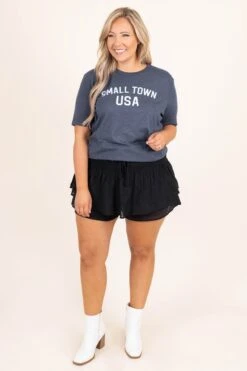Small Town USA Tee, Heather Navy -Deals Swish Tex Store SmallTownUSATee HeatherNavy 9871