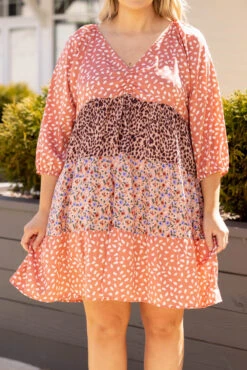 The Love For You Dress, Salmon Mix -Deals Swish Tex Store TheLoveForYouDress Salmon 8894