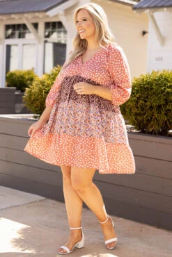 The Love For You Dress, Salmon Mix -Deals Swish Tex Store TheLoveForYouDress Salmon 8899