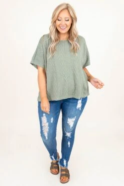 Timing Of Life Top, Olive -Deals Swish Tex Store TimingOfLifeTop Olive 8479