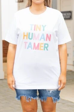 Tiny Human Tamer Tee, White -Deals Swish Tex Store TinyHumanTamerTee White 9864