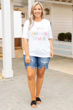 Tiny Human Tamer Tee, White -Deals Swish Tex Store TinyHumanTamerTee White 9868
