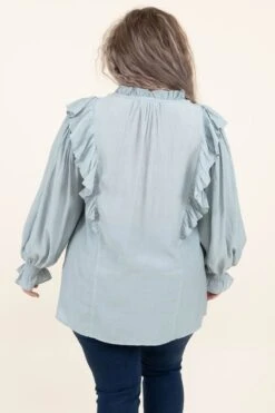 To The Moon For You Blouse, Dusty Blue -Deals Swish Tex Store ToTheMoonForYouBlouse DustyBlue 0094